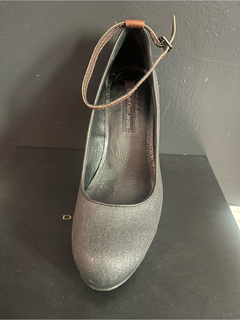 Calvin Klein Jeans Black Ankle-Strap Round-Toe Pump
